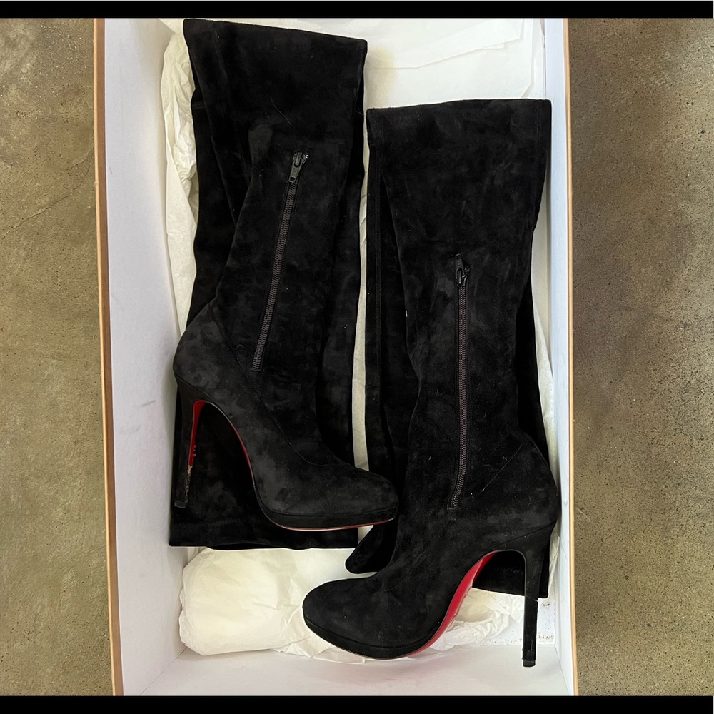 Christian Louboutin Stretch Over the Knee Boots - Box, Bag, Extra Heel Included